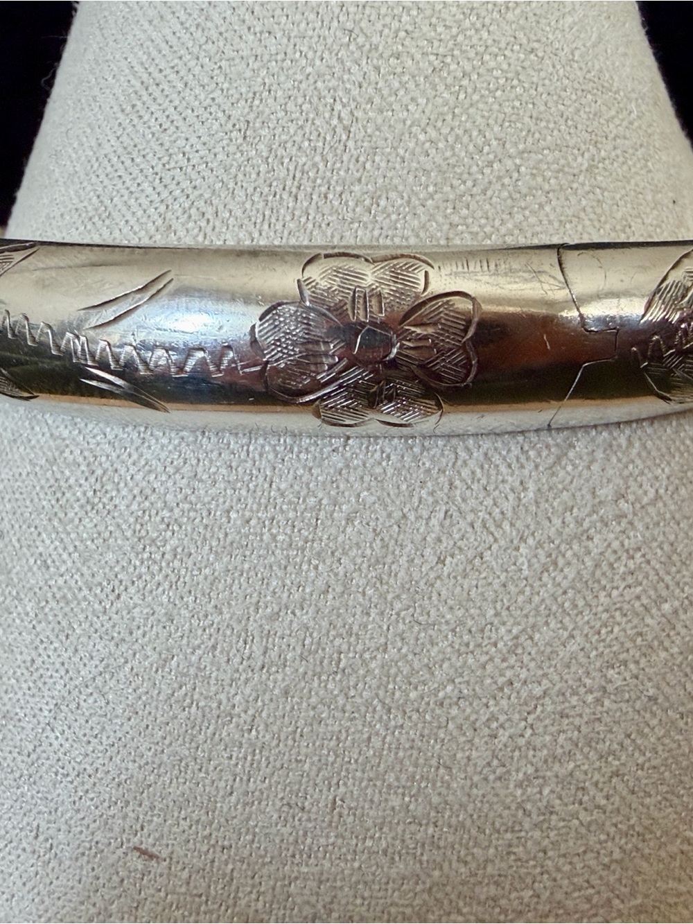 Sterling Silver Engraved Floral Bangle Bracelet